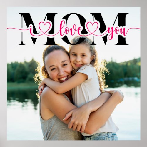 I Love You Mom Heart Typography Photo Holder