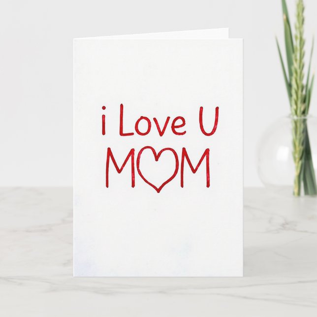 I Love You Mom Heartfelt Note Card (Front)