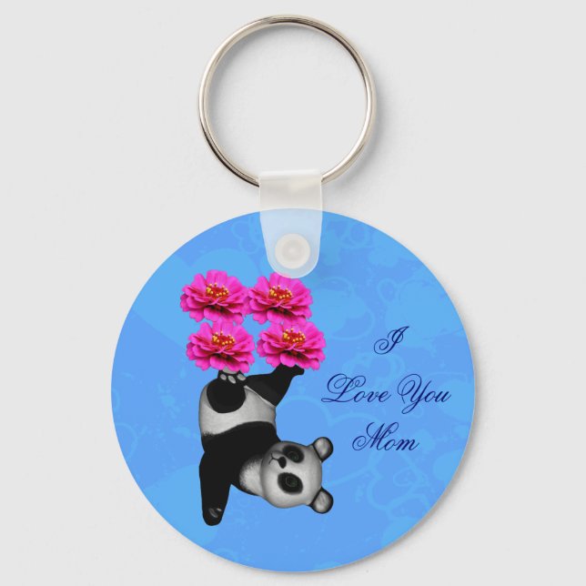 I Love You Mom Juggling Panda  Keychain (Front)
