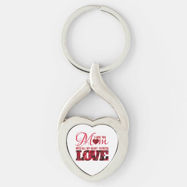 I Love You Mom Modern Cute Keepsake Mothers Day Keychain (Front)
