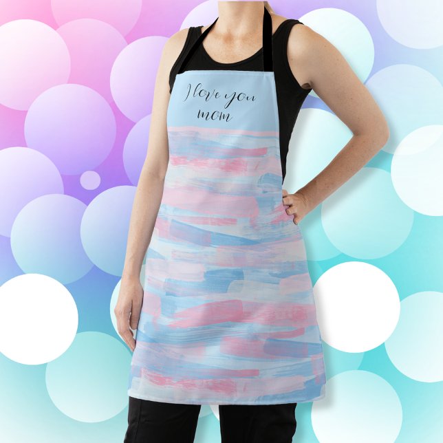I Love You Mom - Modern Pastel Customizable Apron (I Love You Mom - Modern Pastel Customizable Apron)