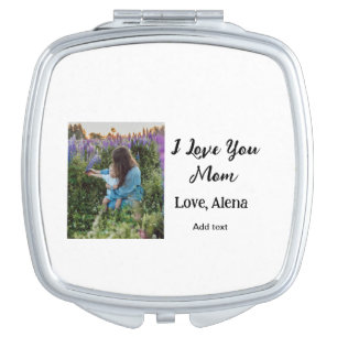 I love you mom mother's day elegant add photo text compact mirror
