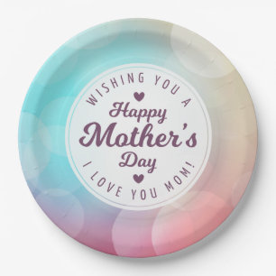I Love You Mom Mother's Day Paper Plate