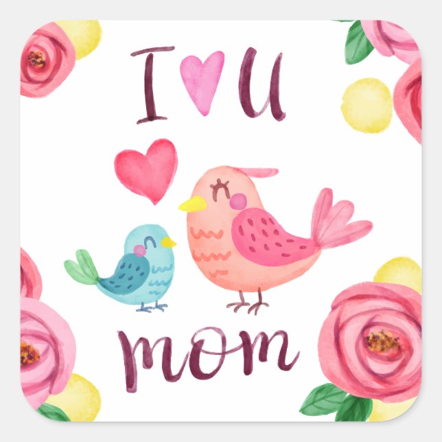 I Love You Mom Mother's Day Sticker Seal (Front)