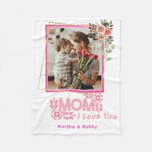 I LOVE YOU MOM Mummy Personalized Modern Photo Fleece Blanket