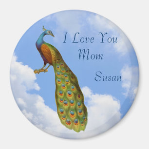 I Love You Mom Peacock Customizable Magnet