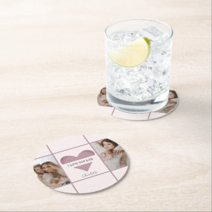 'I Love You Mom' Personalized Paper Coaster
