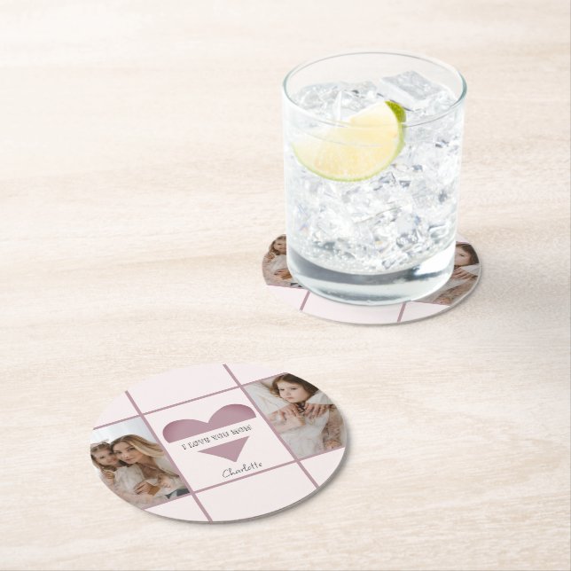'I Love You Mom' Personalized Paper Coaster (Insitu)