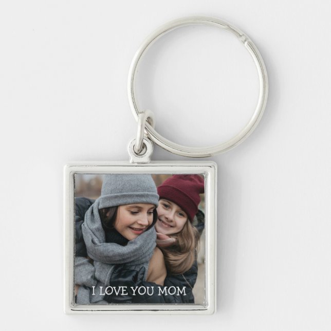 I love You Mom Personalized Photo Keychain (Front)