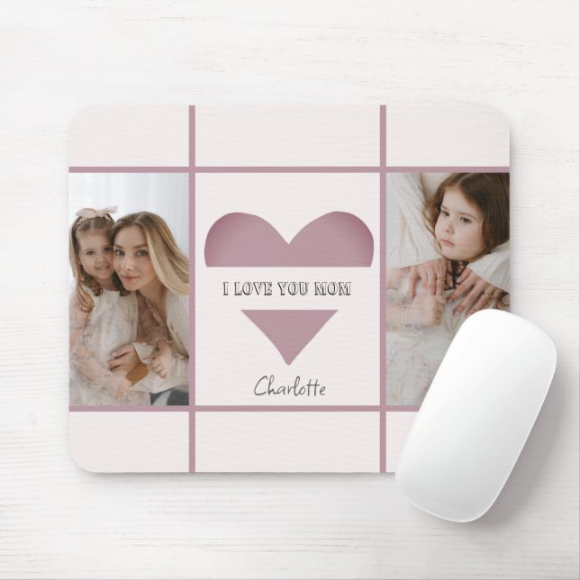 “I Love You Mom” Personalized Photos Mouse Pad  (With Mouse)