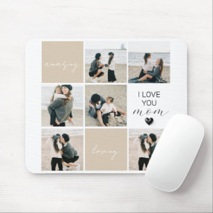I Love You Mom   Photo Collage   Mocha Mouse Pad