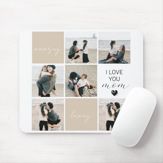 I Love You Mom | Photo Collage | Mocha Mouse Pad (With Mouse)