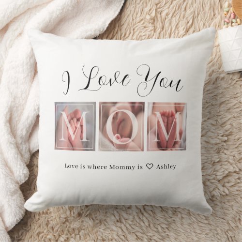 I Love You Mom Photo Gift Throw Pillow