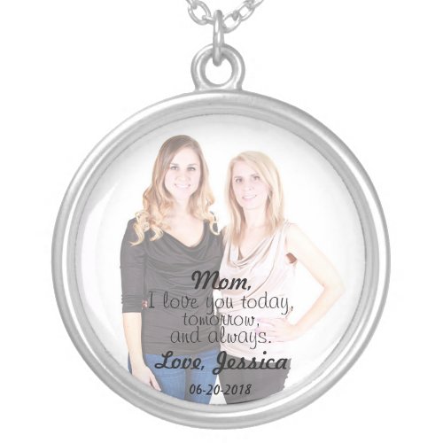 I Love You Mom Photo Message Necklace