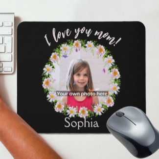 I love you mom photo name flower border