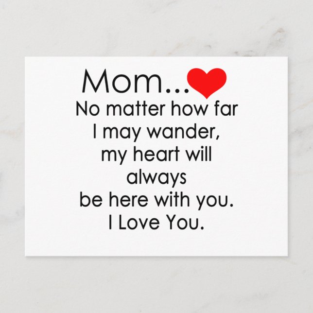 i love you mom postcard (Front)