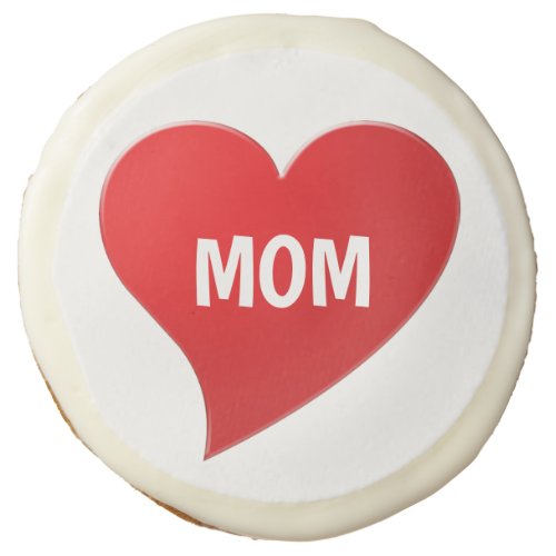I Love You Mom red heart cute Sugar Cookie