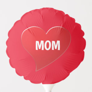 I Love You Mom, red heart white Balloon