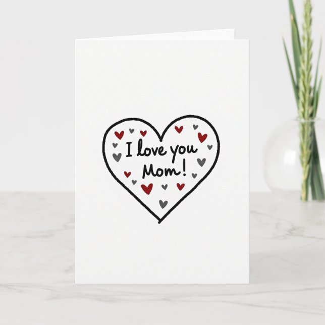 I Love You Mom Simple Heart Card (Front)