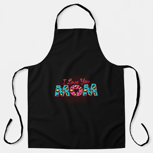 I love you mom Sublimation Apron (Front)