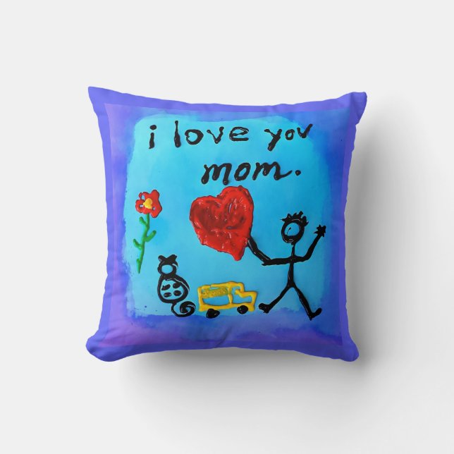 I love you mom throw pillow (Front)