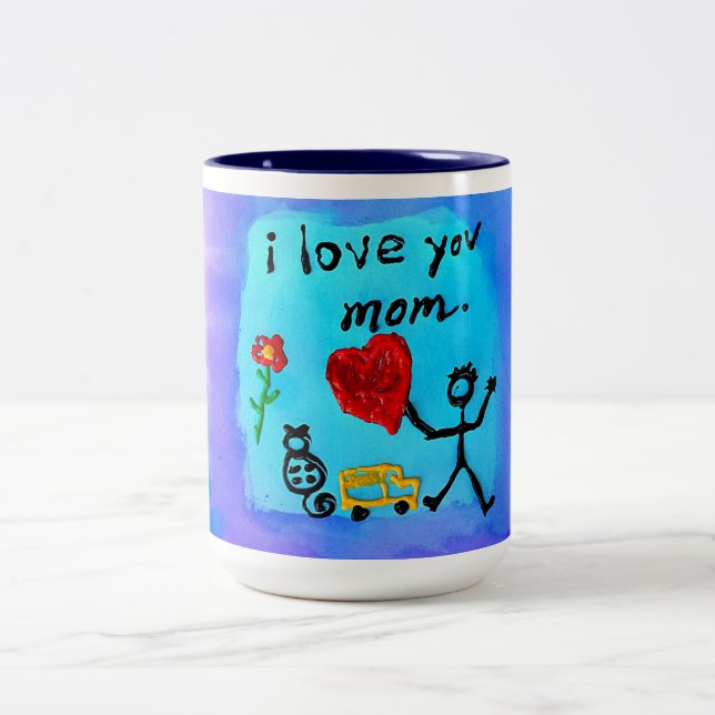 I Love You Mom Two-Tone Coffee Mug (Center)