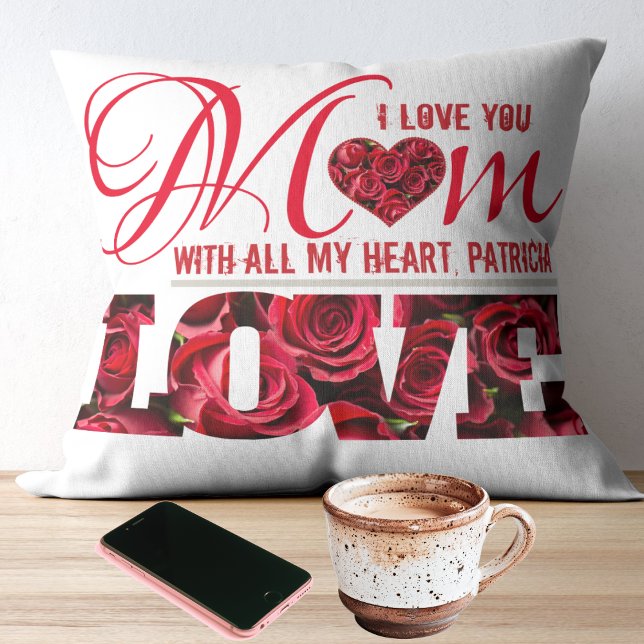 I Love You Mom Unique Elegant Modern Mothers Day Throw Pillow (Creator Uploaded)