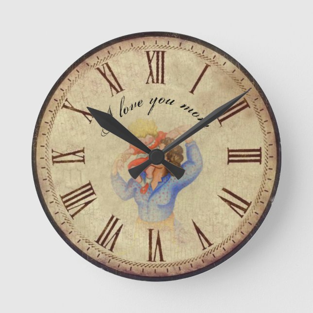 I love you mom Vintage Round Clock (Front)