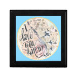 I Love You Mom Watercolor Add Any Name Blue Gift Box