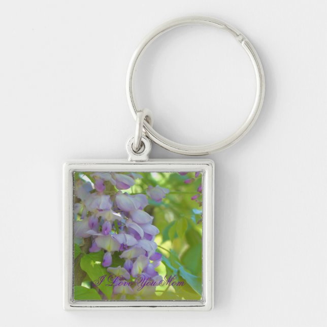 I Love You Mom Wisteria Flower Keychain (Front)