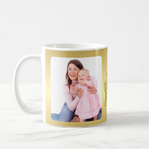 I Love you Mom With Gold Heart and Photos Coffee Mug