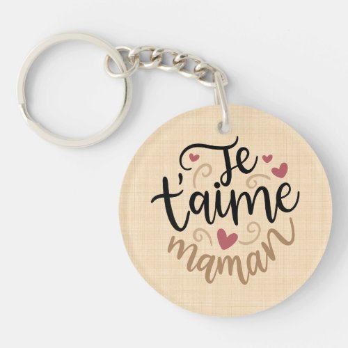 I love you Mom with red hearts Keychain