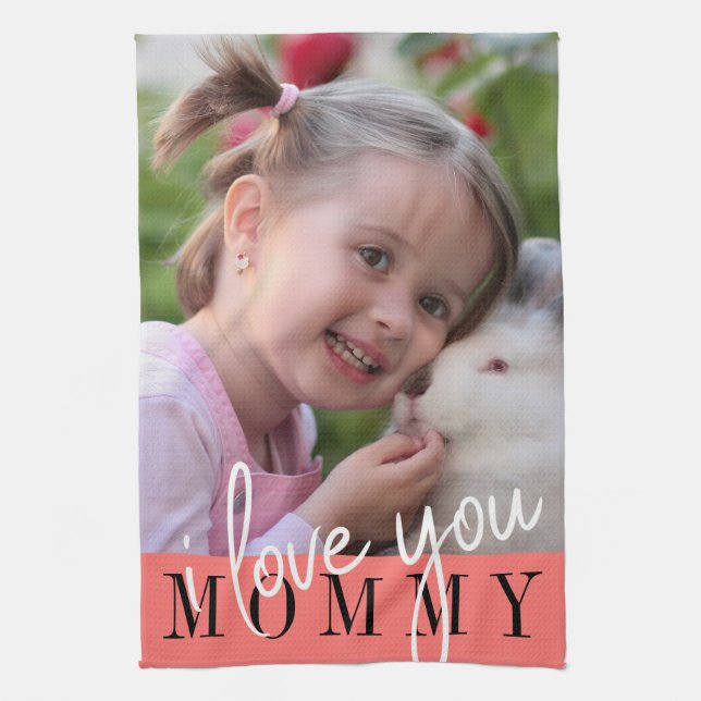 I Love You Mommy Custom Photo  Kitchen Towel (Vertical)