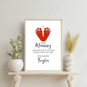I Love You Mommy/Daddy Baby Footprint Poster