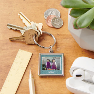 I Love You Mommy- Two Photo Floral Keychain