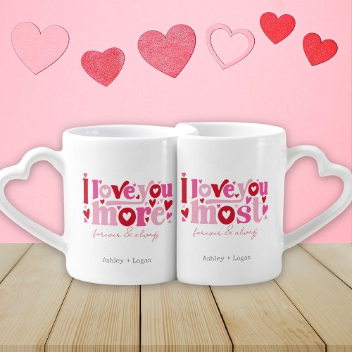 I Love You More and Most Cute Personalized Couple  Coffee Mug Set