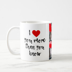 I Love You More Brushed Heart  Personalized Photo Coffee Mug