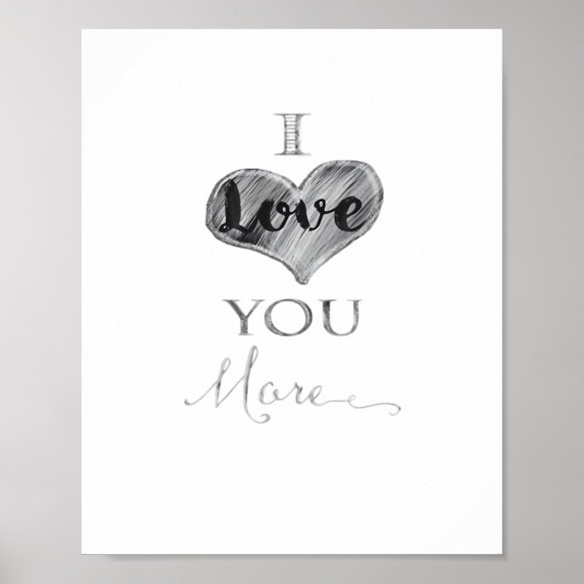 I Love You More Chalkboard Heart Typography  Poster (Front)