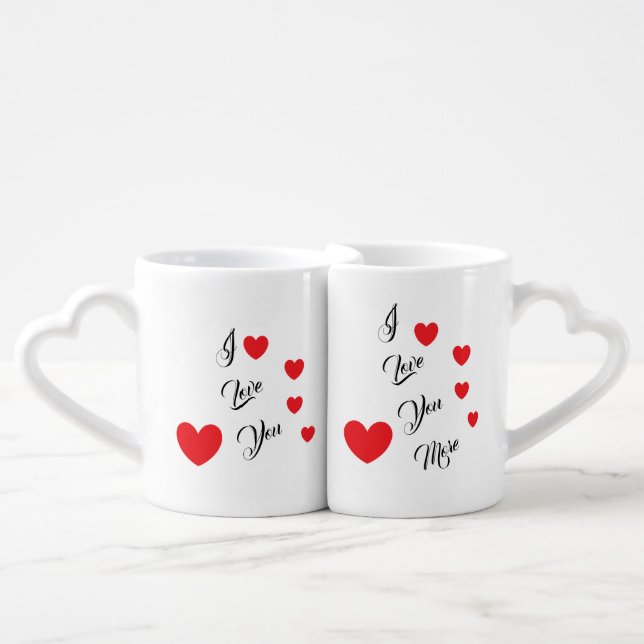 "I Love You More" Couple's Mug Set (Front Nesting)