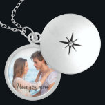 I Love You More Couples Photo Locket<br><div class="desc">Beautiful sterling silver locket for your loved one,  which you can personalize with your favorite photo. The romantic wording reads "I love you more" and appears over your photo as a black text overlay in modern script typography. Please browse our store for similar products and alternative designs.</div>
