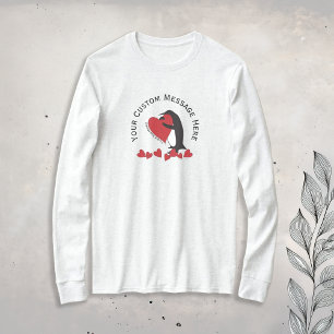 I Love You More! Cute Funny Penguin and Red Heart T-Shirt