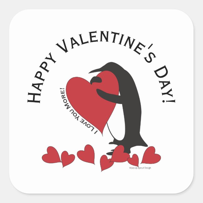 I Love You More! - Cute Penguin and Red Hearts