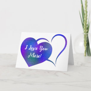 I Love You More Faux Glitter Purple Hearts Card