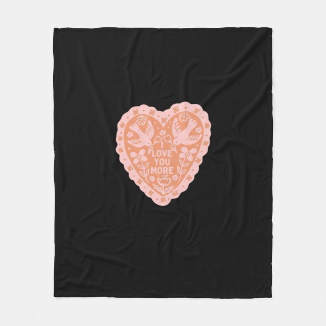 I Love You More Heart Graphic Style  Fleece Blanket (Front)