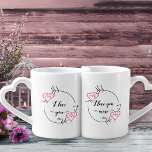 I Love You More - Love Hearts & Arrows Couples Coffee Mug Set<br><div class="desc">Elegant his and hers mugs, which can both be personalized with the couples names and a date. The design features hand drawn hearts and arrows with beautifully romantic calligraphy. One of the mugs reads "I love you" and the other mug reads "I love you more". The color palette is simple...</div>