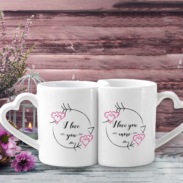 I Love You More - Love Hearts & Arrows Couples Coffee Mug Set (Creator Uploaded)