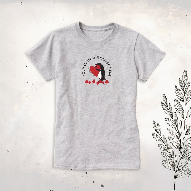 I Love You More! Penguin and Red Heart T-Shirt (Creator Uploaded)