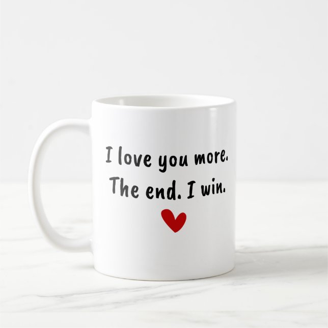 I Love You More Red Heart Modern Trendy Mug (Left)