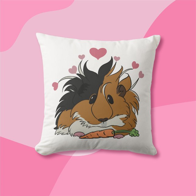I Love You More Than Carrots Guinea Pig Valentine Throw Pillow (Creator Uploaded)