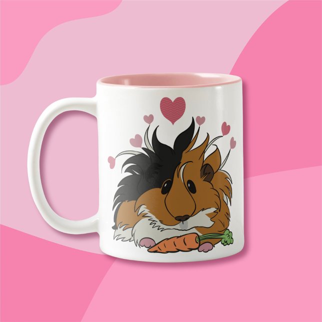 I Love You More Than Carrots Guinea Pig Valentine Two-Tone Coffee Mug (Creator Uploaded)